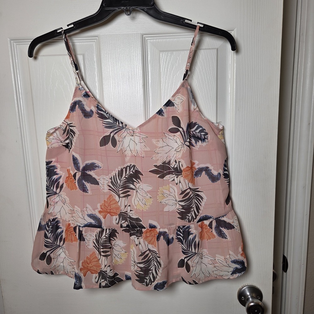 A New Day Floral Blush Tank Top Spaghetti Straps NWT Med Feminine casual vacay
